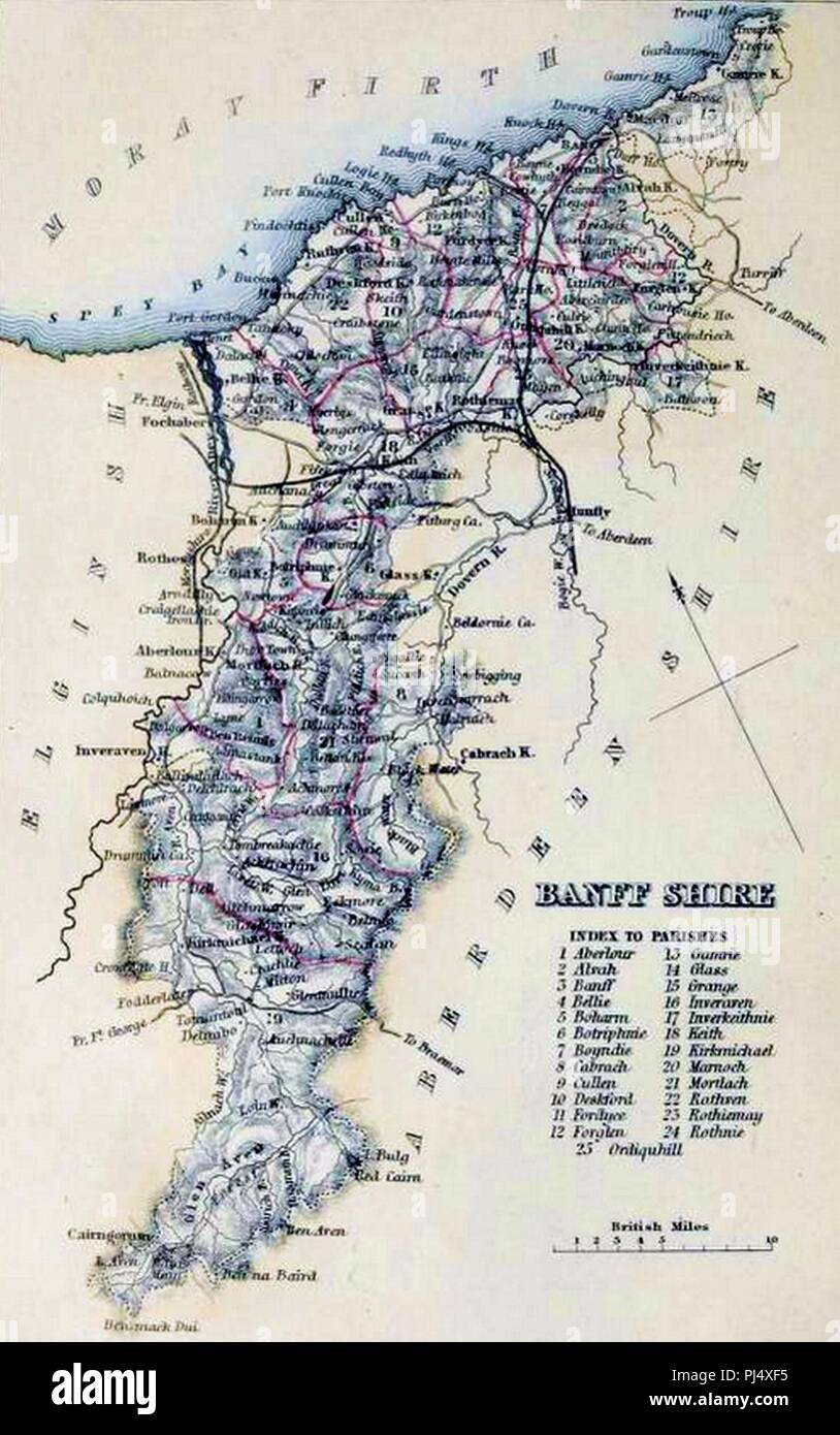 Civile BANFFSHIRE mappa parrocchiale. Foto Stock