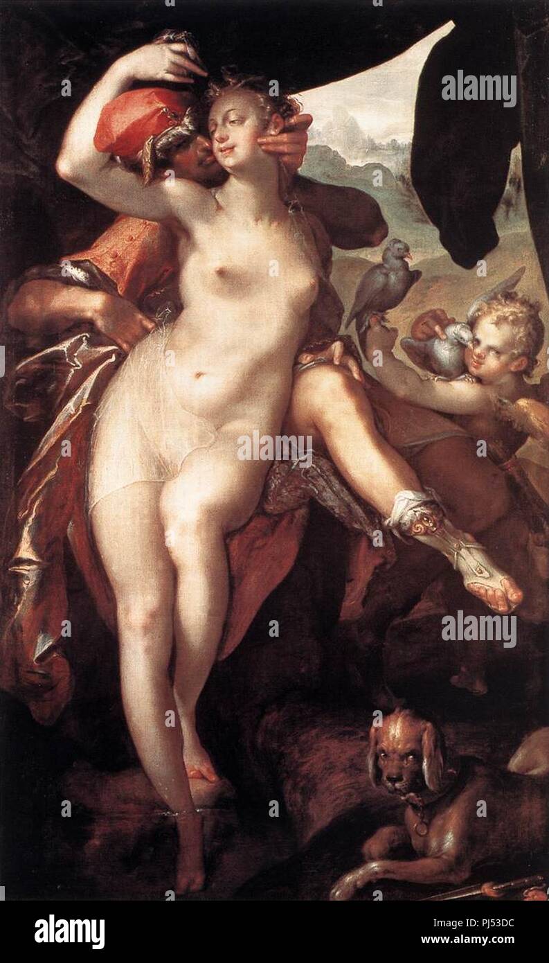 Bartholomeus Spranger - Venere e Adone - Foto Stock