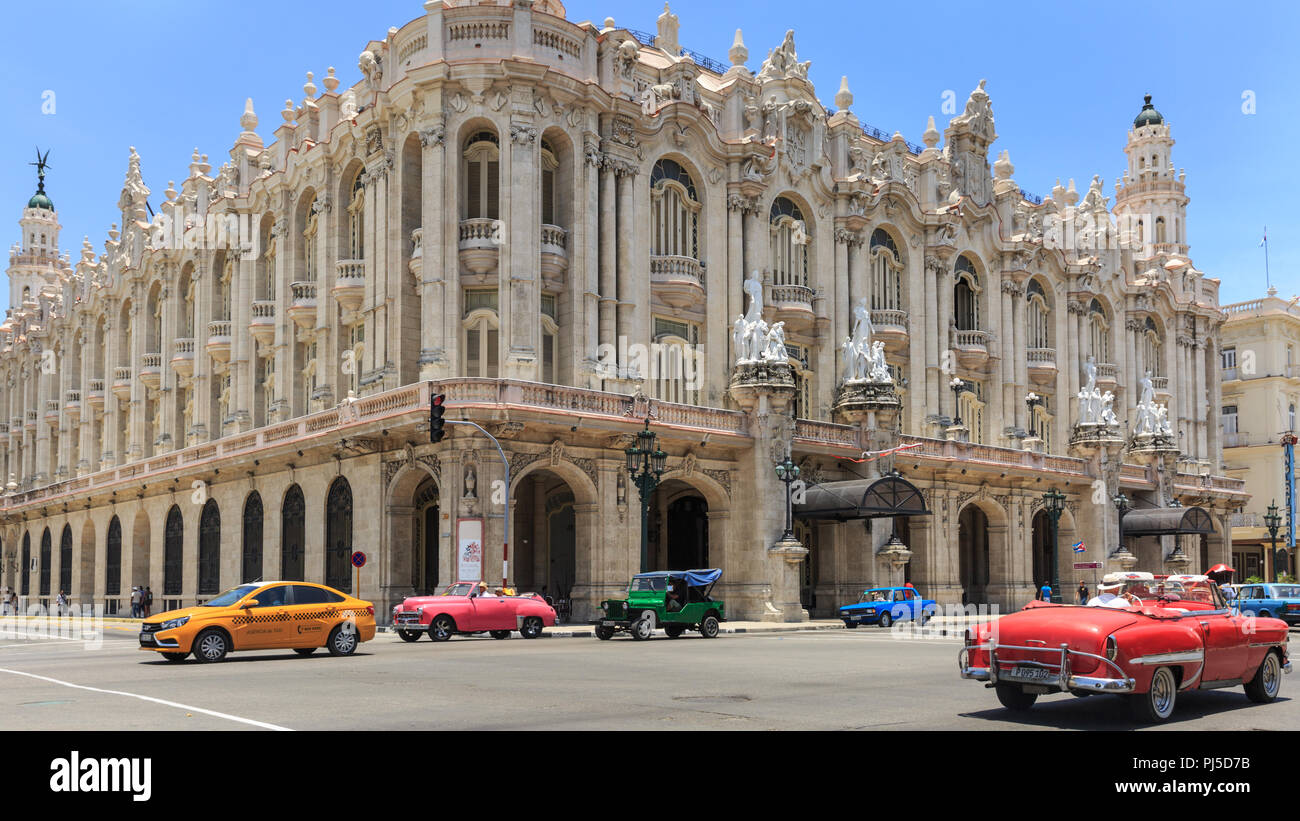 Gran Teatro de La Habana Alicia Alonso, galiziano, Centro nazionale cubano edificio di balletto, architettura storica nel Paseo del Prado, Havana, Cuba Foto Stock