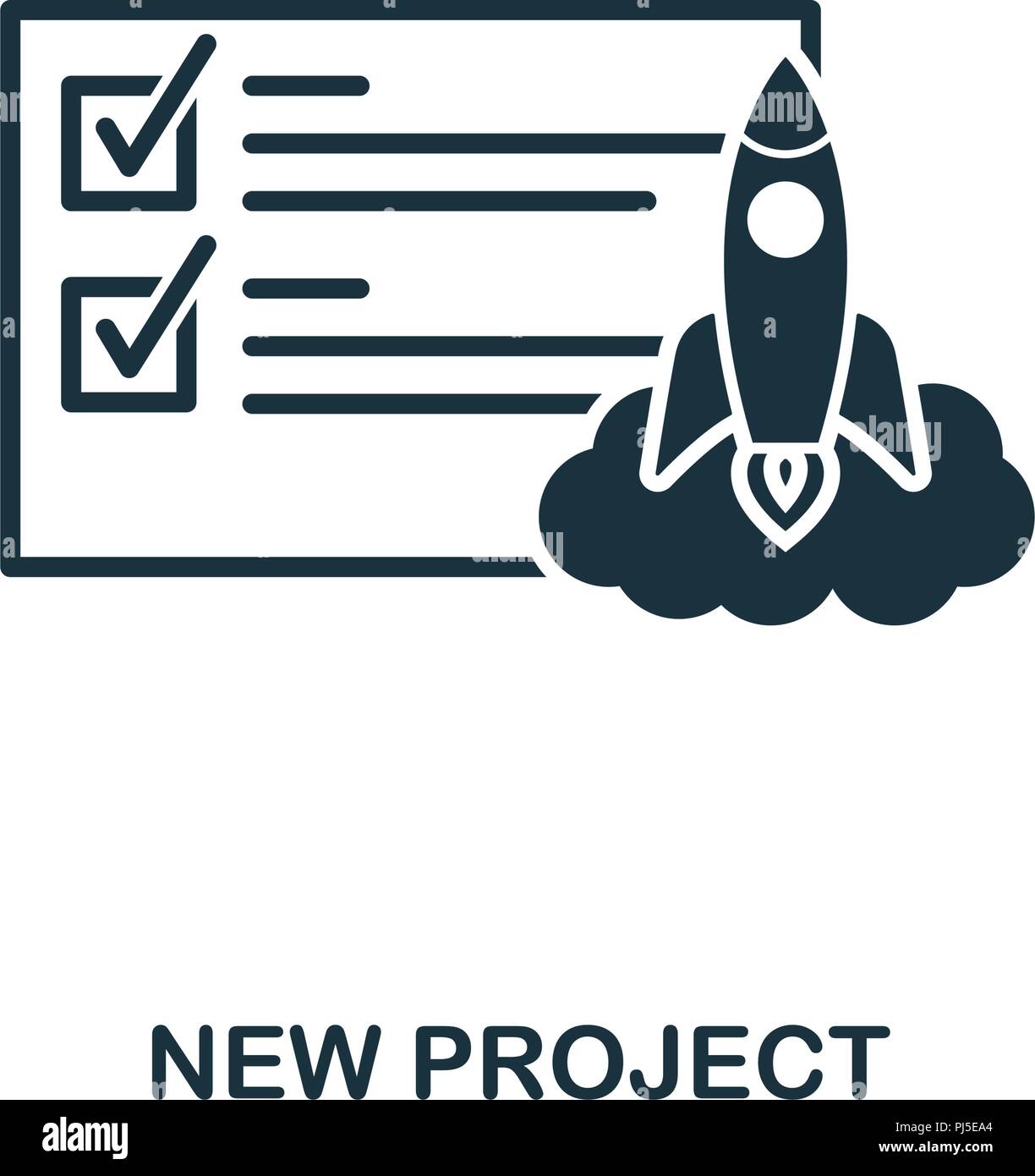 Nuova icona Progetto. Monocromatico design di stile dalla collezione di gestione. UI. Pixel perfetto pittogramma semplice nuova icona progetto. Web design, applicazioni software, Illustrazione Vettoriale