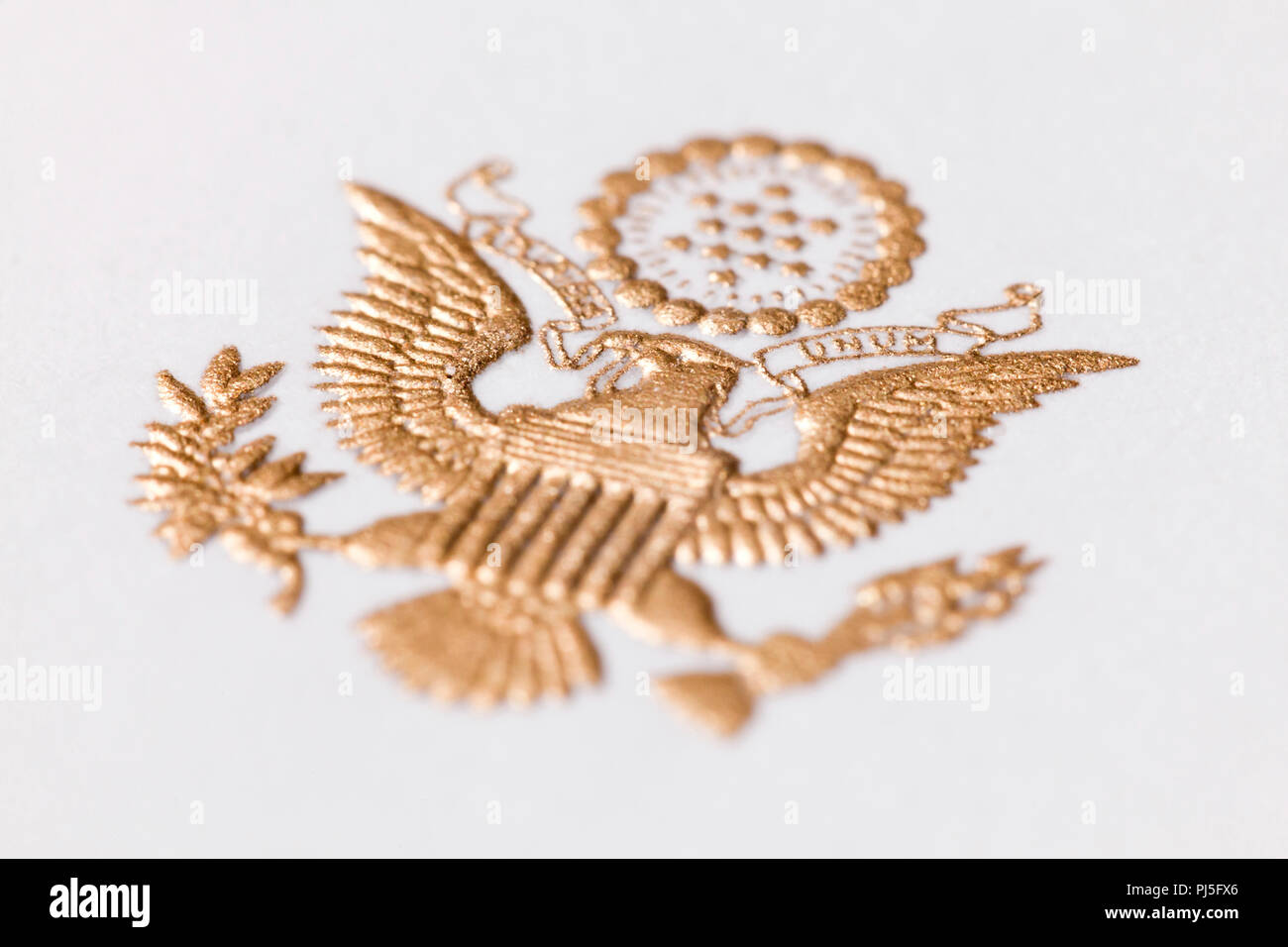 Il grande sigillo degli Stati Uniti in foglia oro (grande sigillo degli Stati Uniti), stemma, vista complementare - USA Foto Stock