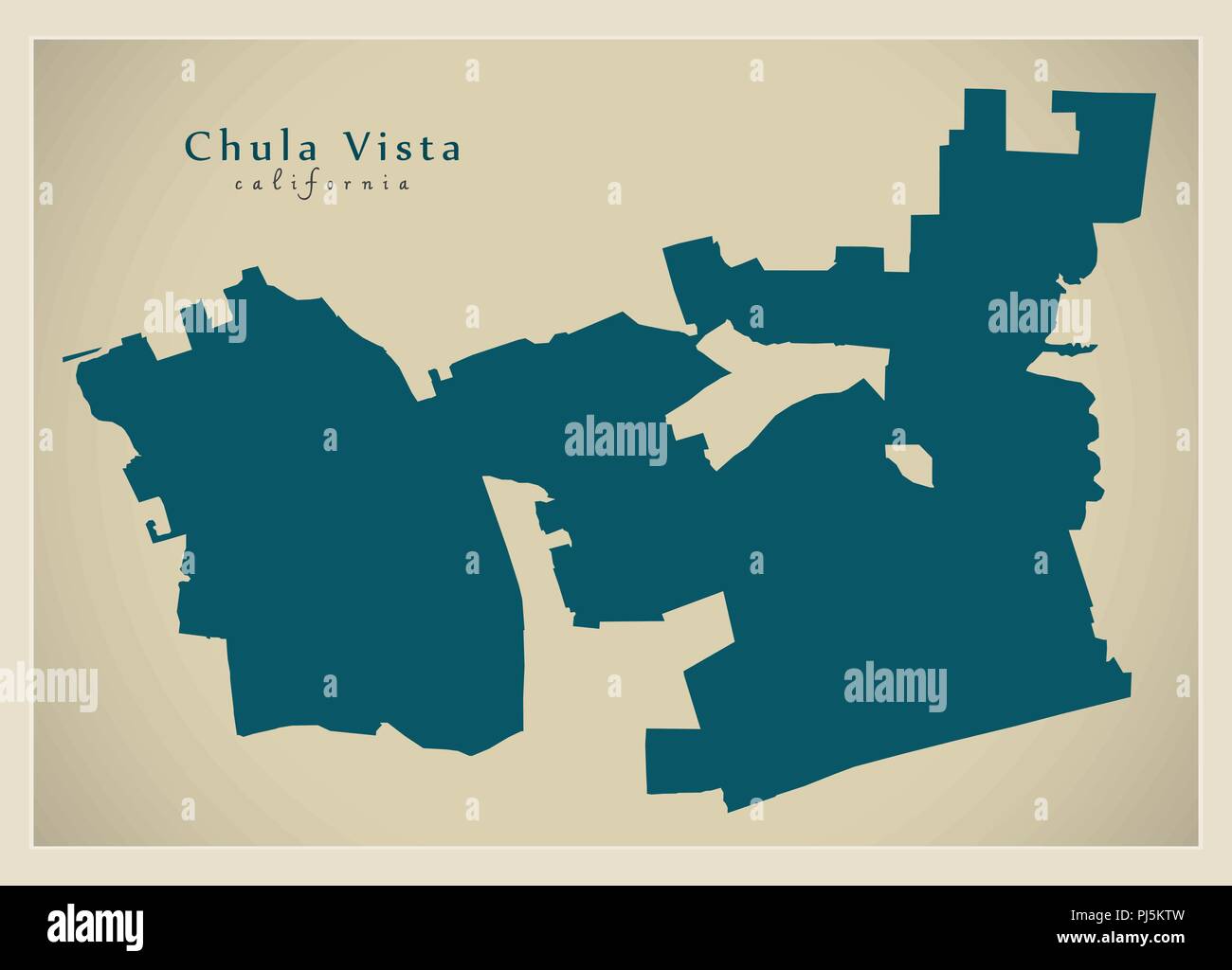 Città moderna mappa - Chula Vista California città degli STATI UNITI D'AMERICA Illustrazione Vettoriale