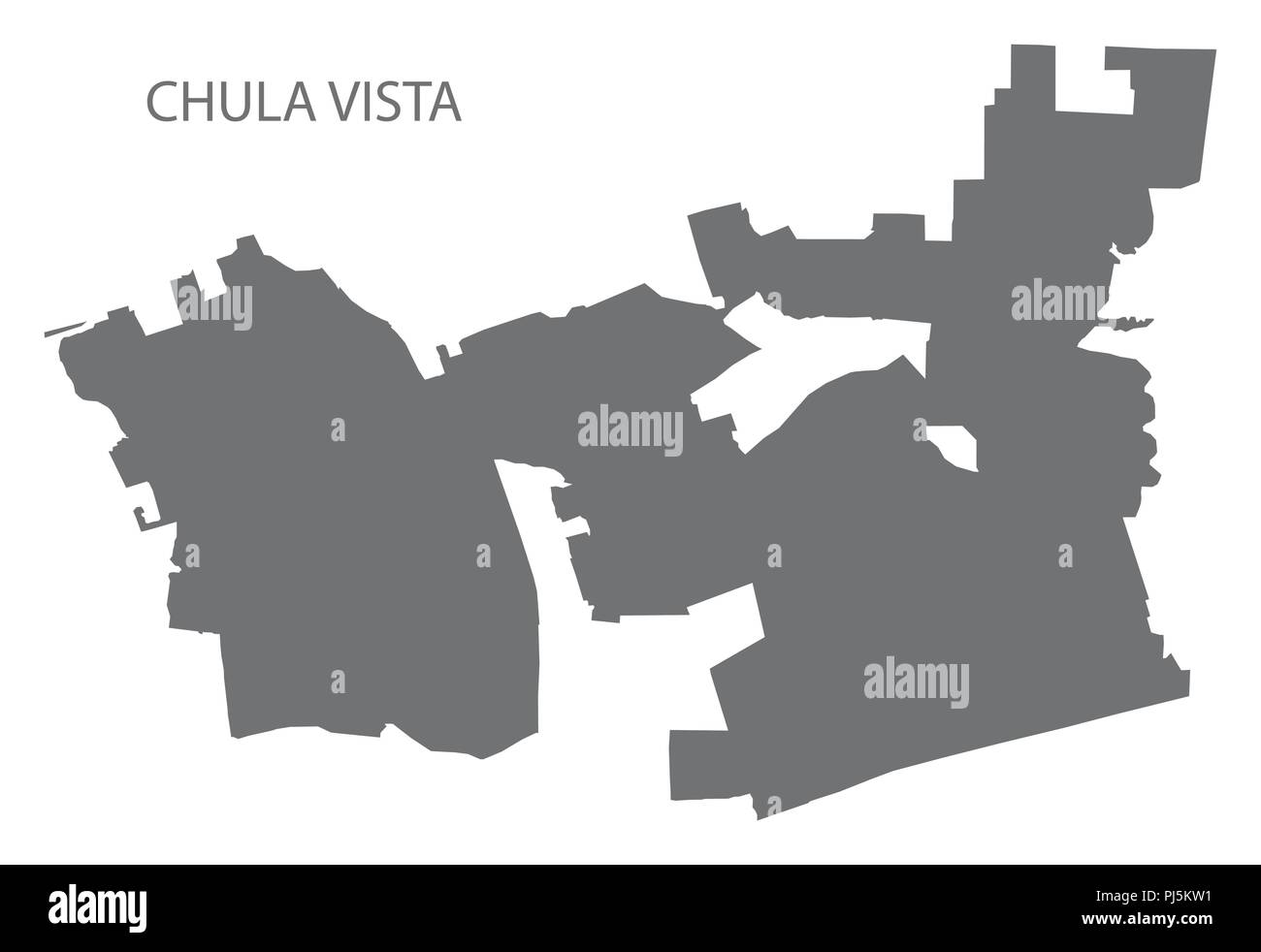 Chula Vista California City map grigio illustrazione forma silhouette Illustrazione Vettoriale