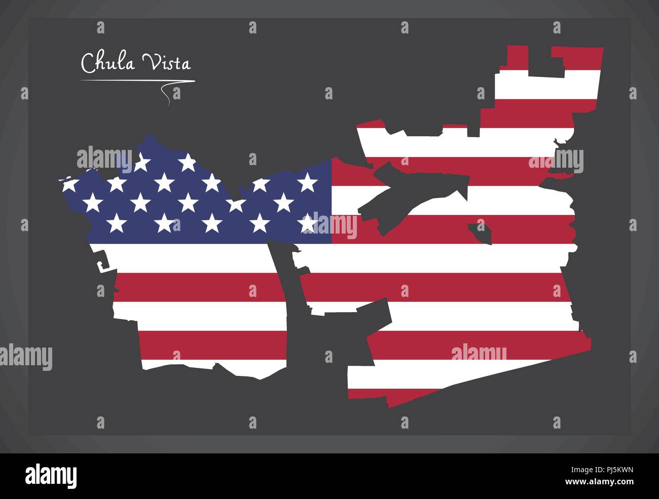 Chula Vista California mappa con American bandiera nazionale illustrazione Illustrazione Vettoriale