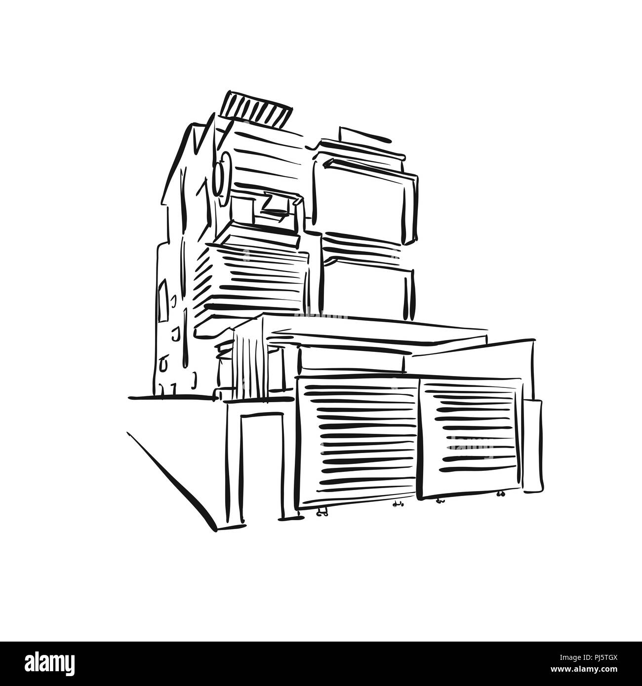 Moderna casa cittadina disegno. disegnati a mano disegno vettoriale. business concept design. Foto Stock
