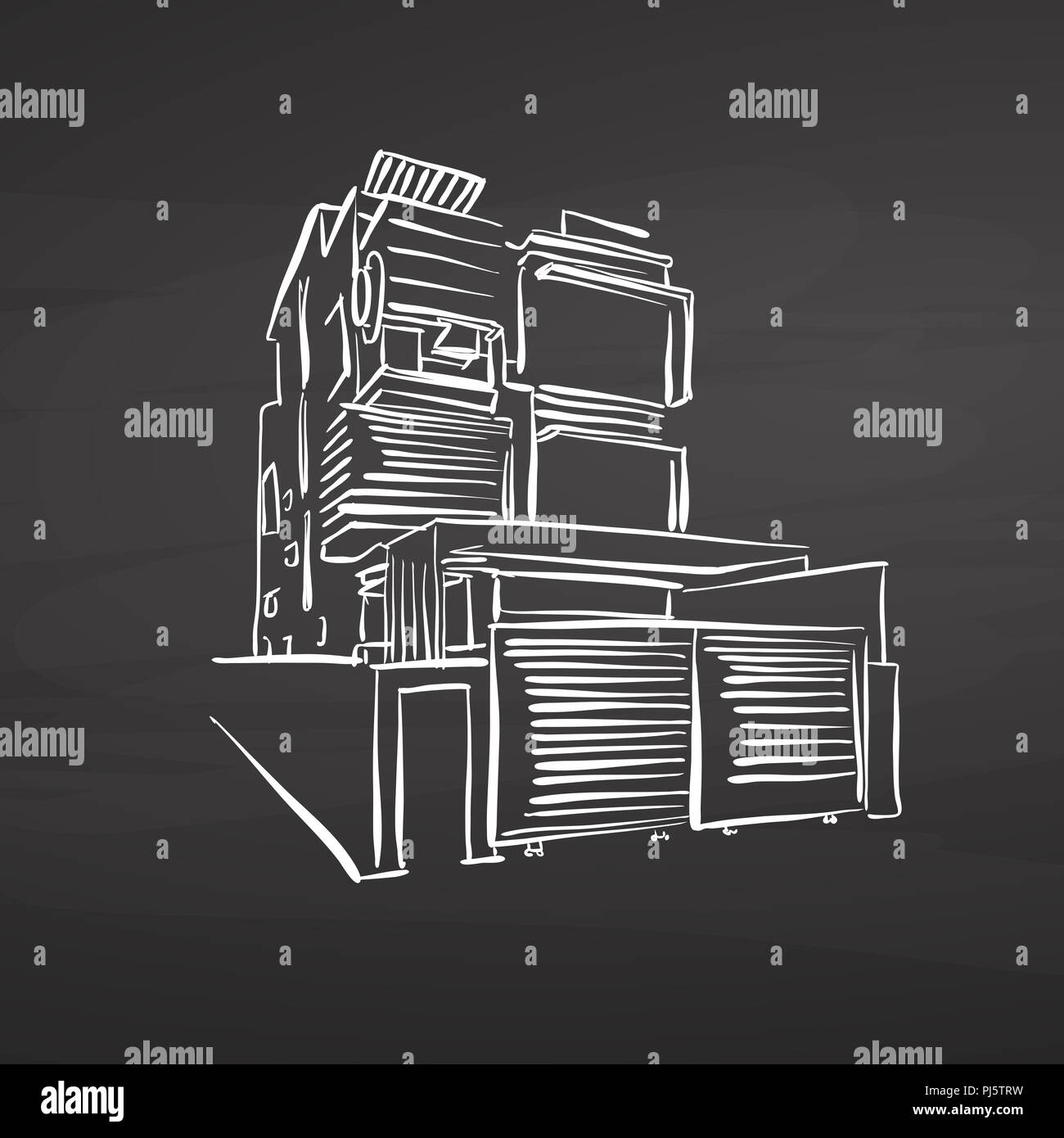 Ufficio moderno casa disegno sulla lavagna. disegnati a mano disegno  vettoriale. business concept design Foto stock - Alamy
