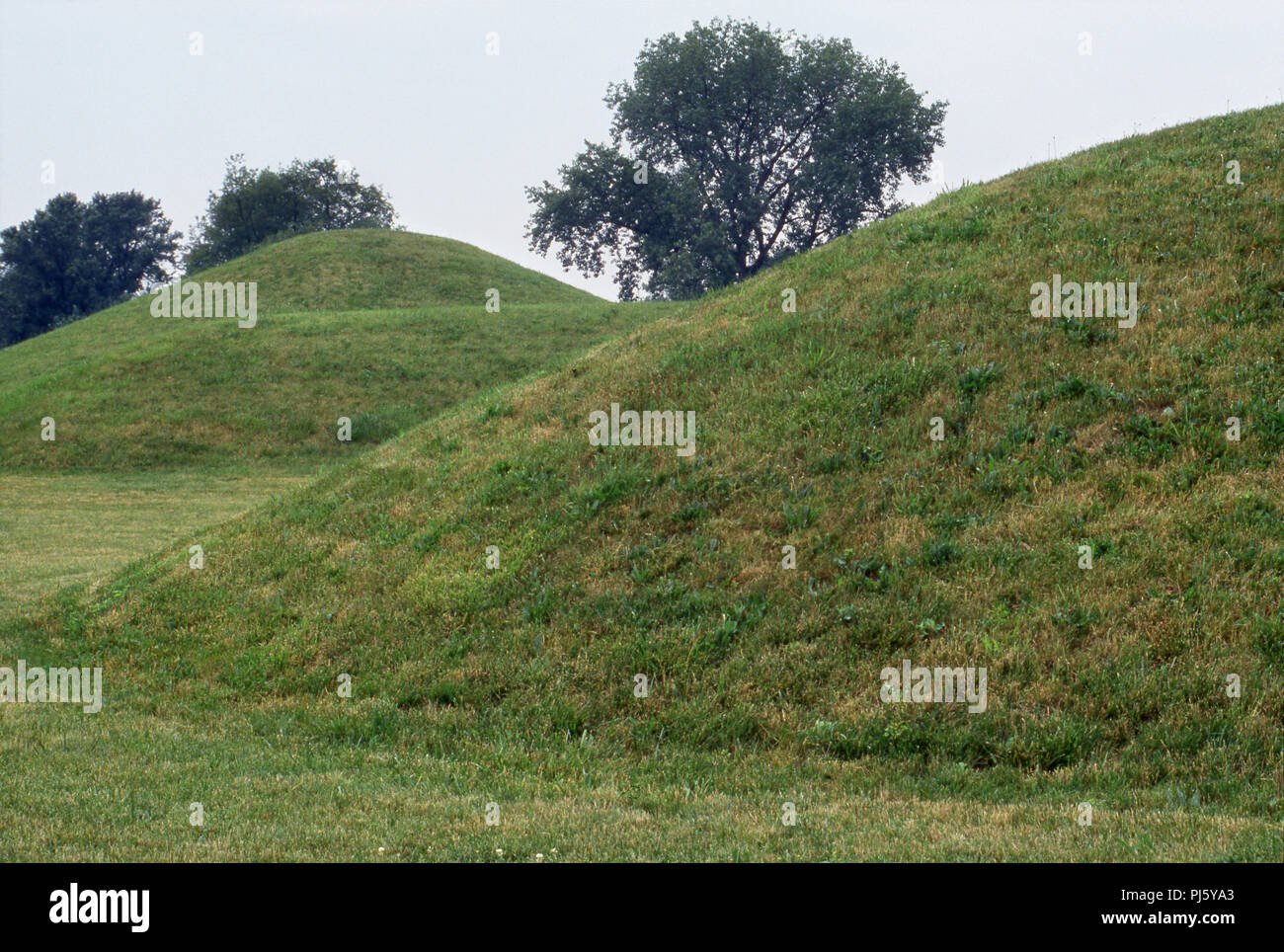 Hopewell cultura tumuli, Mound City National Historic Site, Ohio. Fotografia Foto Stock