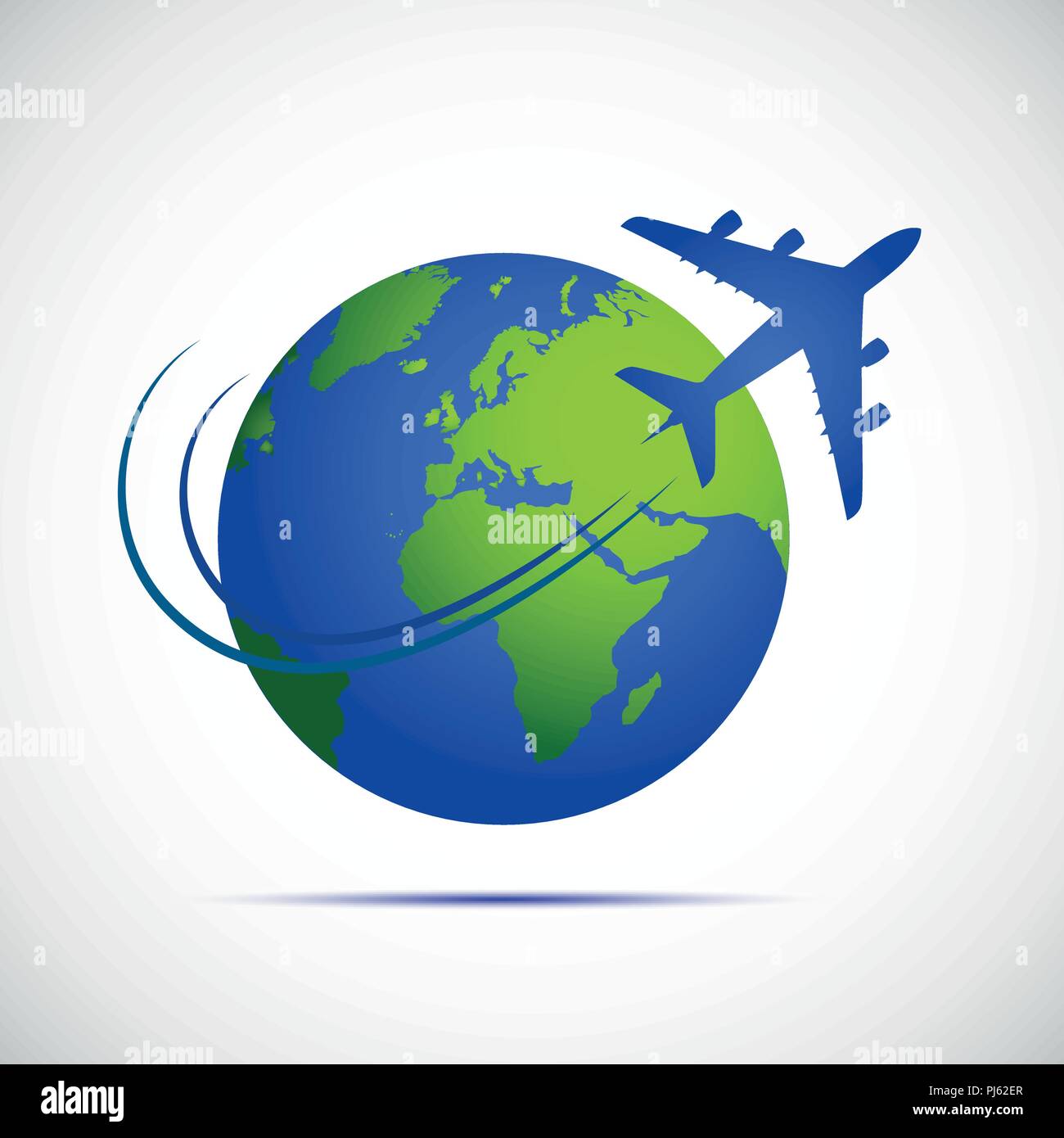 Piano di volare intorno alla blu e Green Globe illustrazione vettoriale EPS10 Illustrazione Vettoriale
