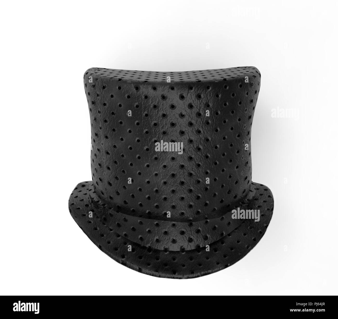 Black top hat, 3D rendering isolato su uno sfondo bianco Foto Stock