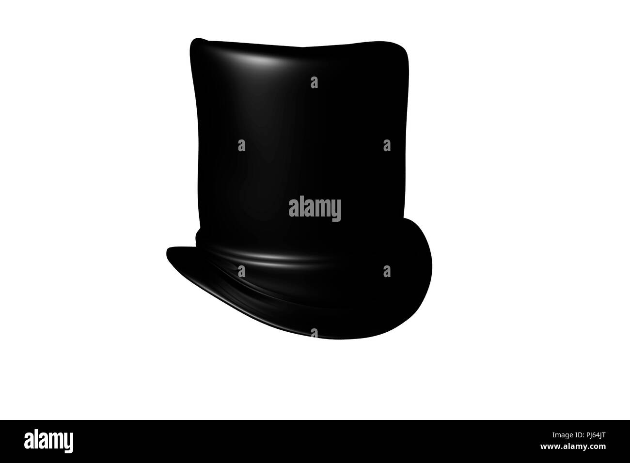 Black top hat, 3D rendering isolato su uno sfondo bianco Foto Stock