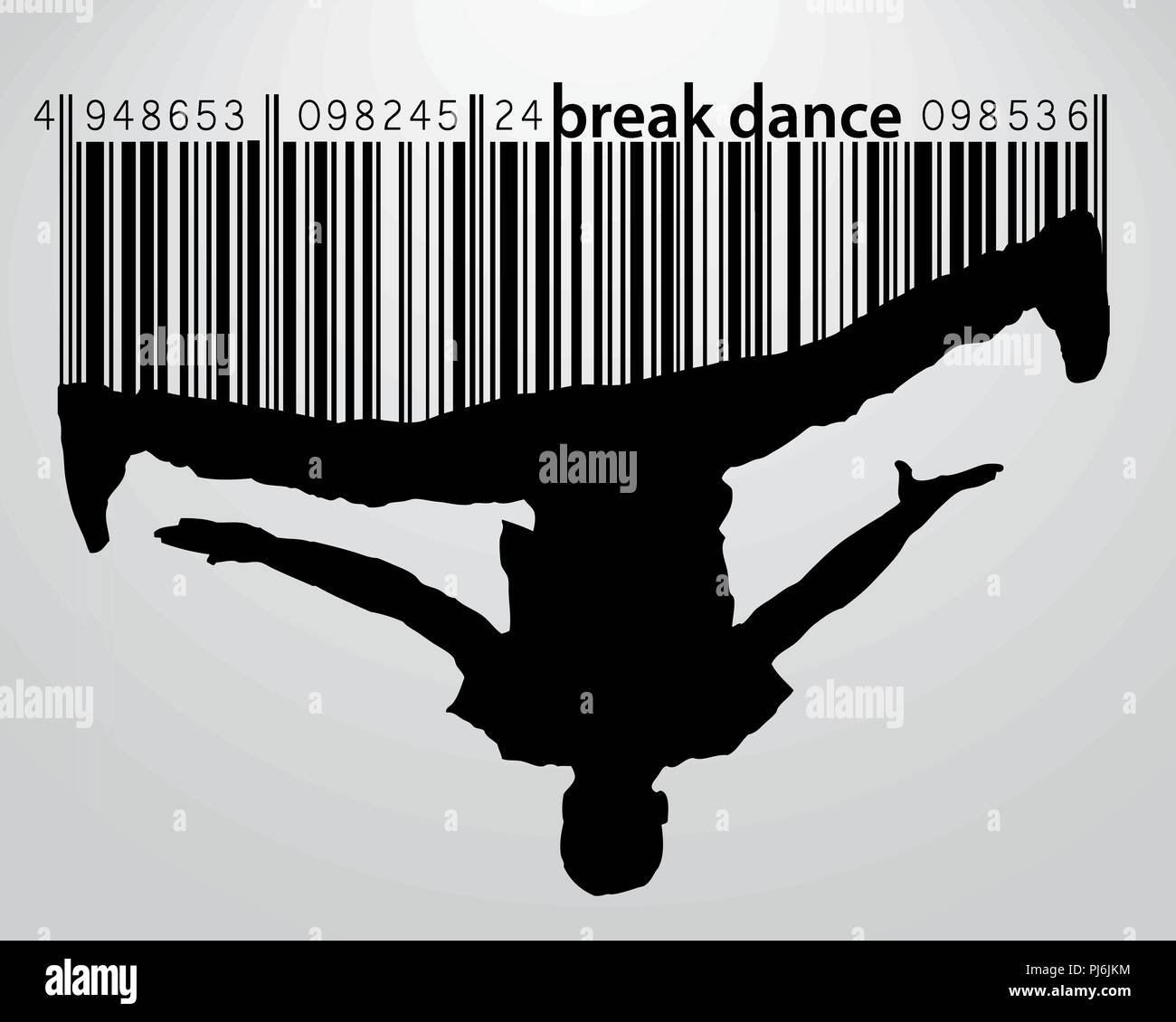 Silhouette di una ballerina di break. Sfondo e Testo su uno strato separato, il colore può essere cambiato in un solo clic Illustrazione Vettoriale