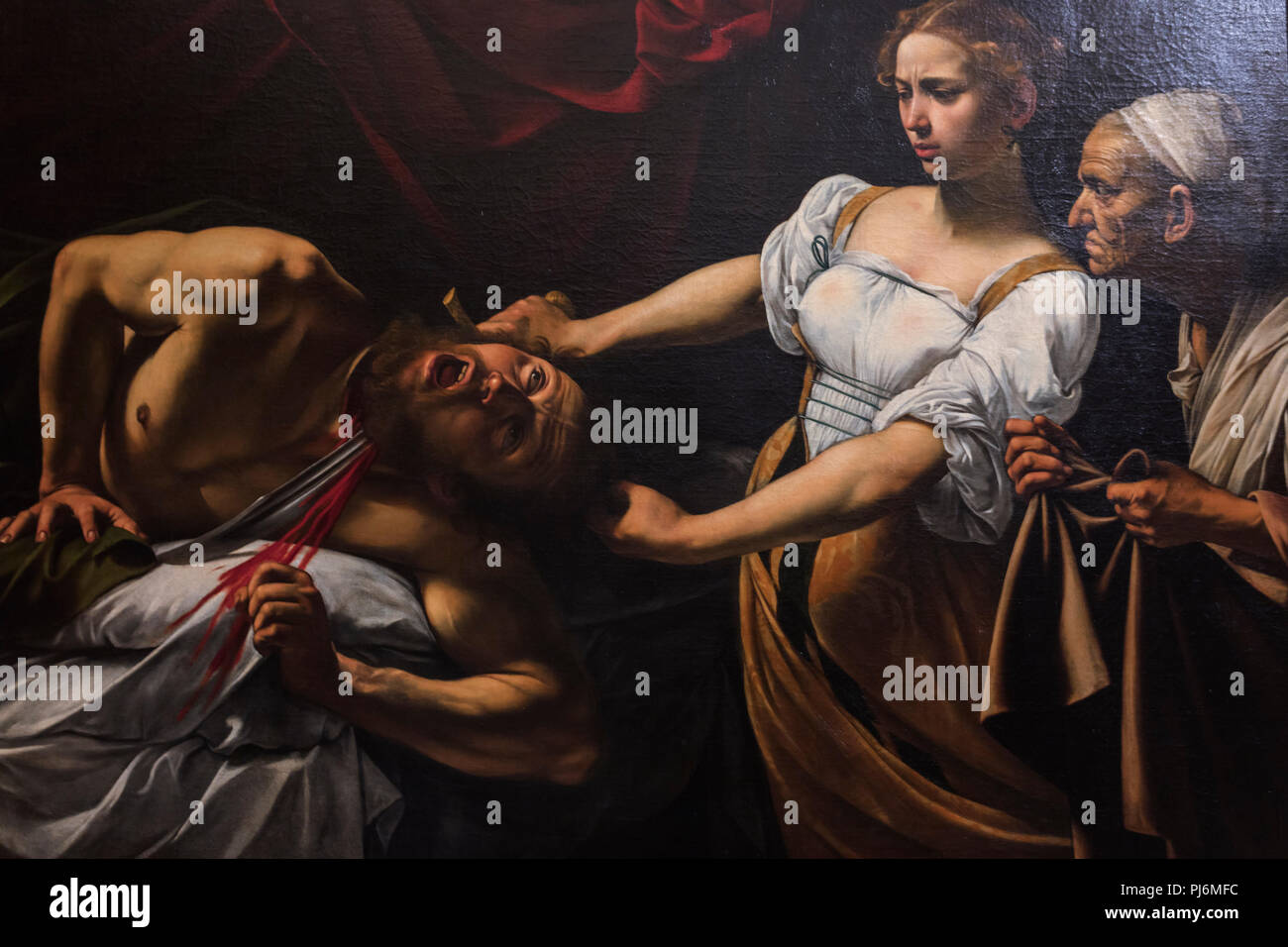 Judith decapitazione Oloferne (1599), da Caravaggio, Galleria Nazionale d'Arte Antica, GNAA, Galleria Nazionale di Arte Antica Galleria d'arte, Palazzo Barbe Foto Stock