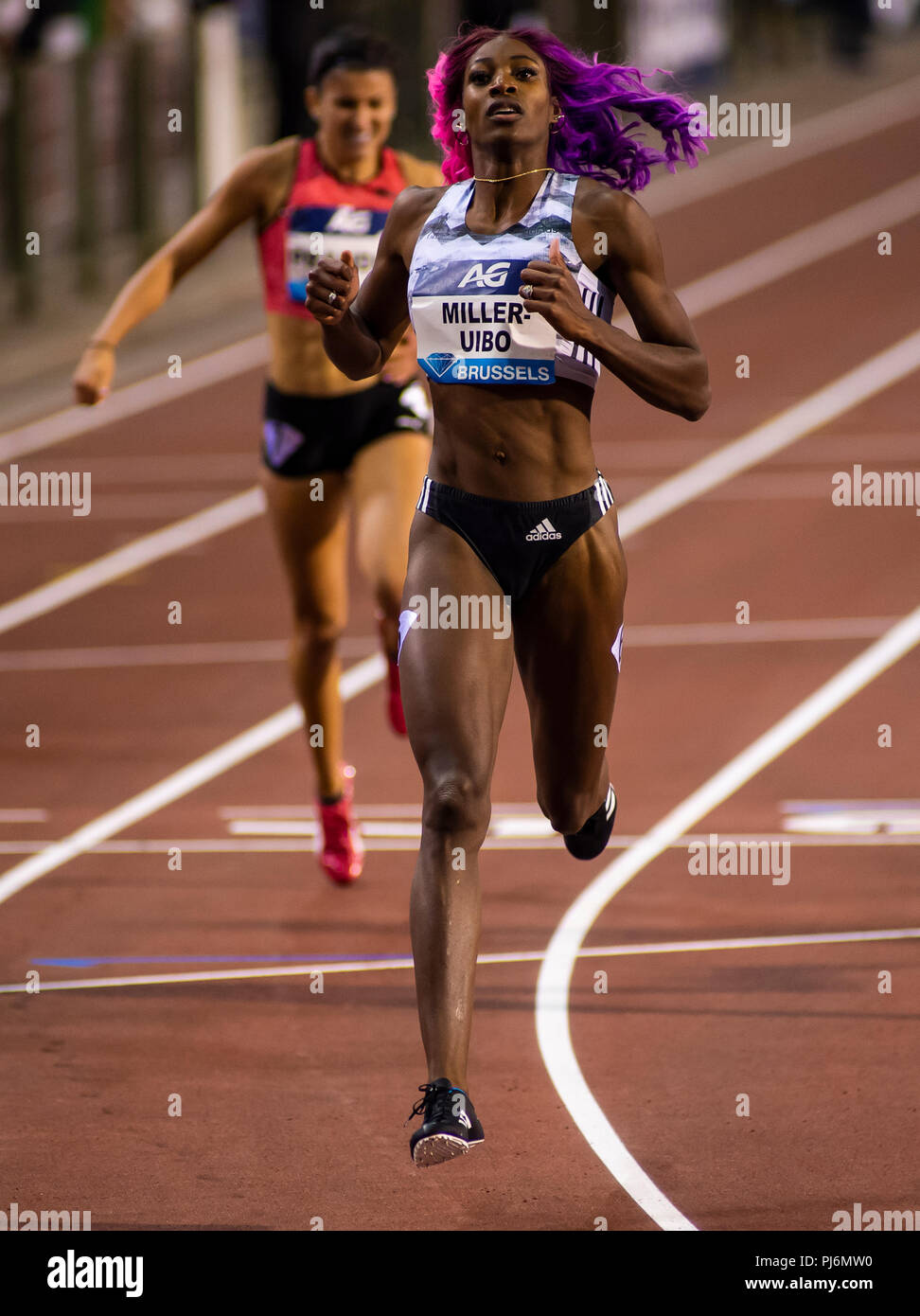 Bruxelles - Belgio, 31 ago 18. Shaunae Miller - Uibo competere nel femminile 200m a la IAAF Diamond League ( AG Memorial Van Damme )Bruxelles sul Foto Stock