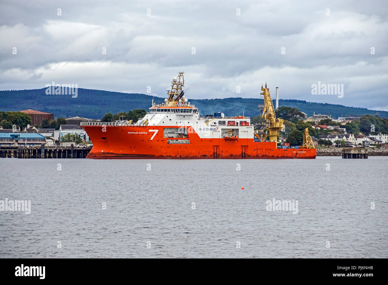 La manutenzione e la riparazione nave Normand Subsea 7 ormeggiato a Invergordon Cromarty Firth Highland Scozia UK Foto Stock
