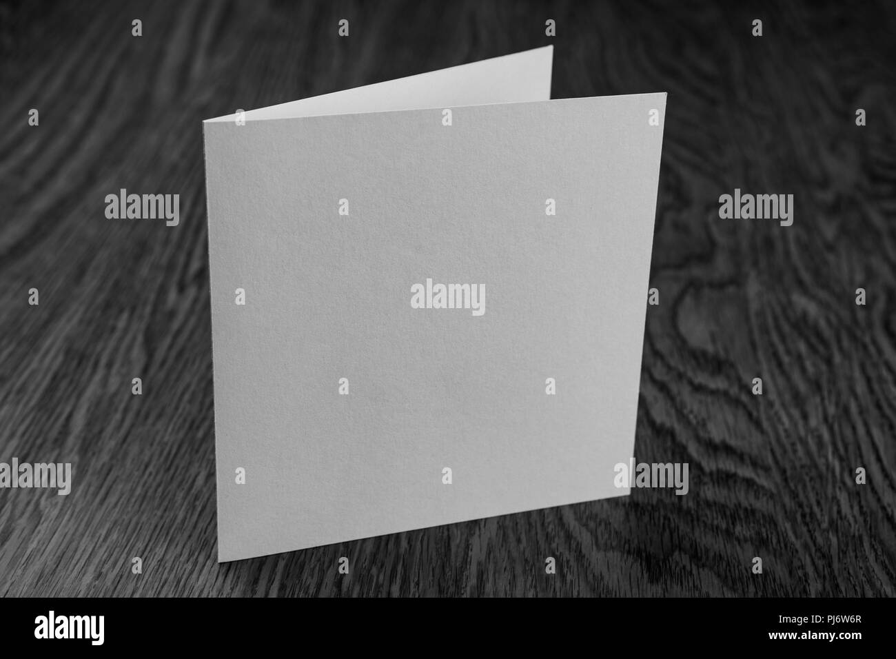 Mockup del libretto bianco su sfondo di legno Foto Stock