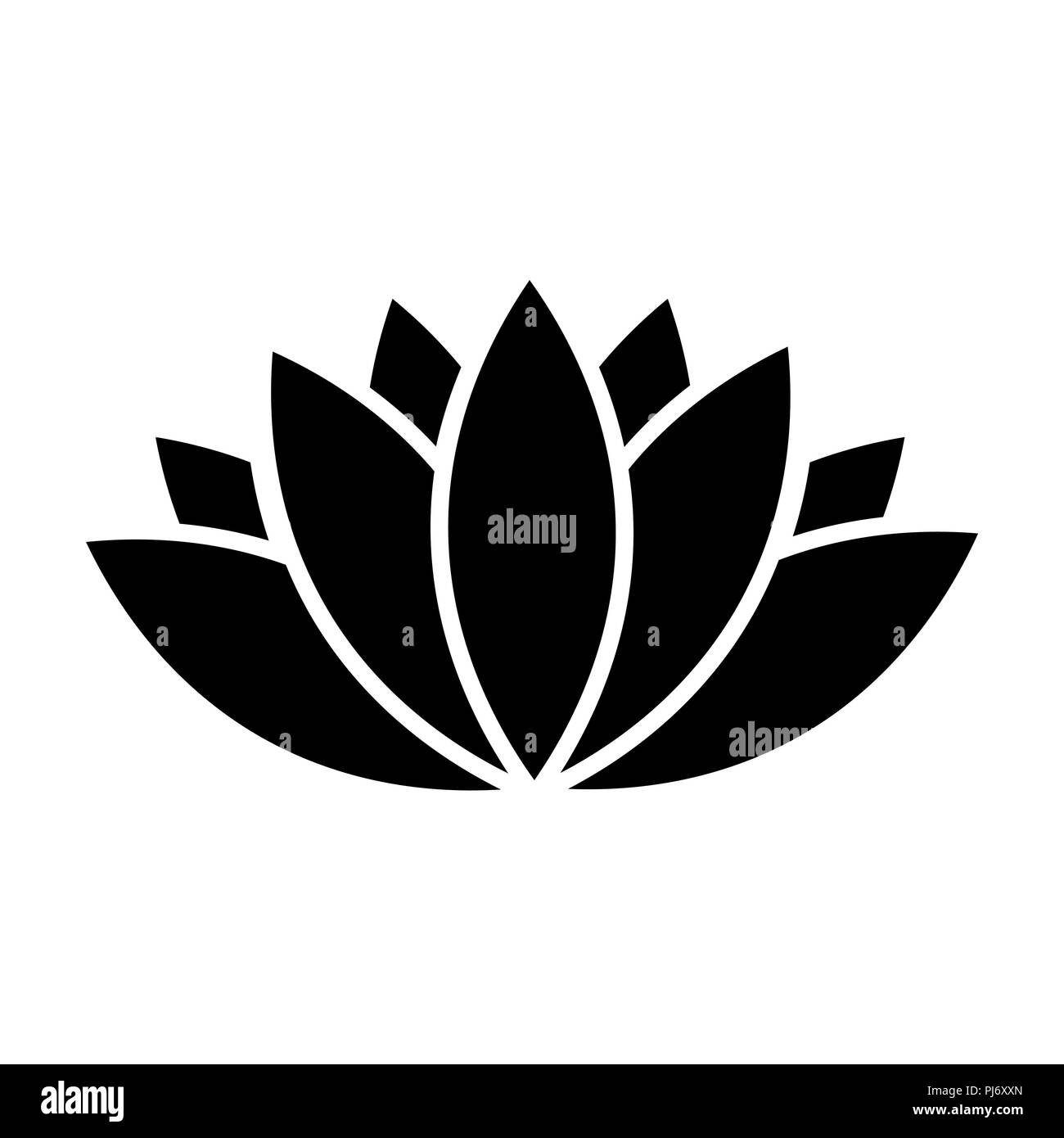 Vector nera lotus icona su sfondo bianco Illustrazione Vettoriale