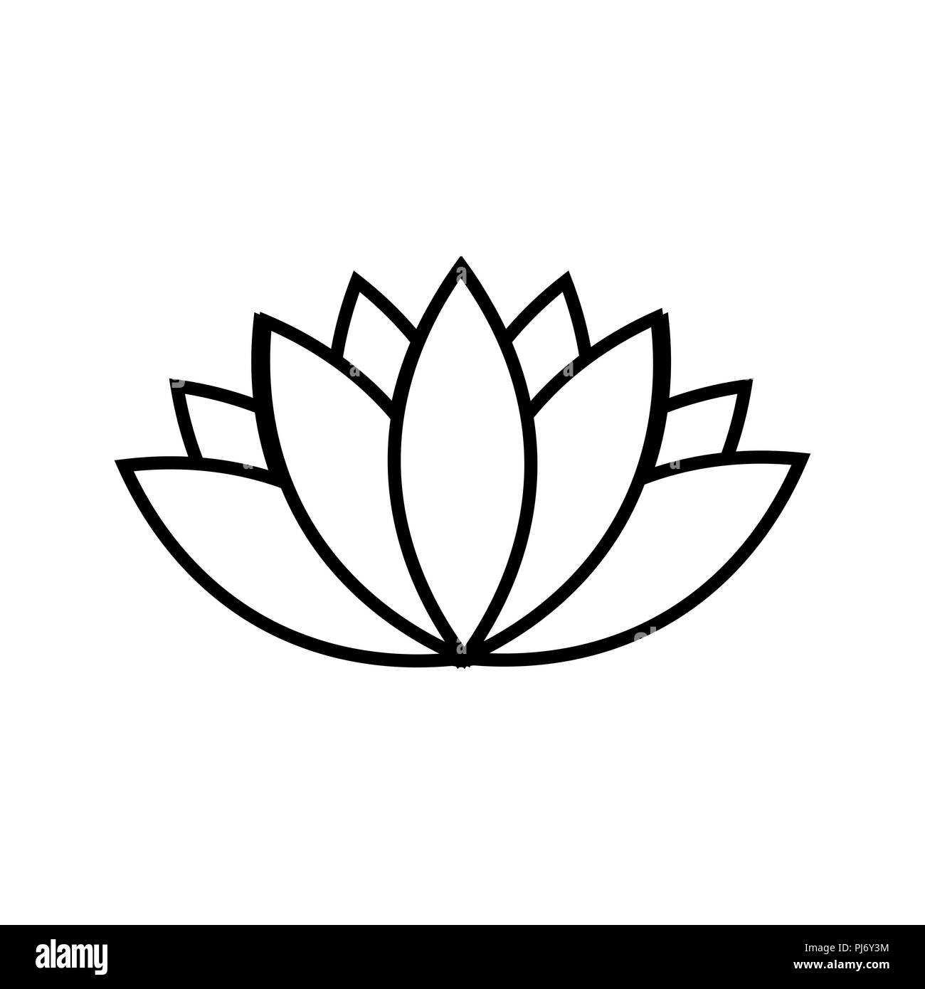 Vector nera lotus icona su sfondo bianco Illustrazione Vettoriale