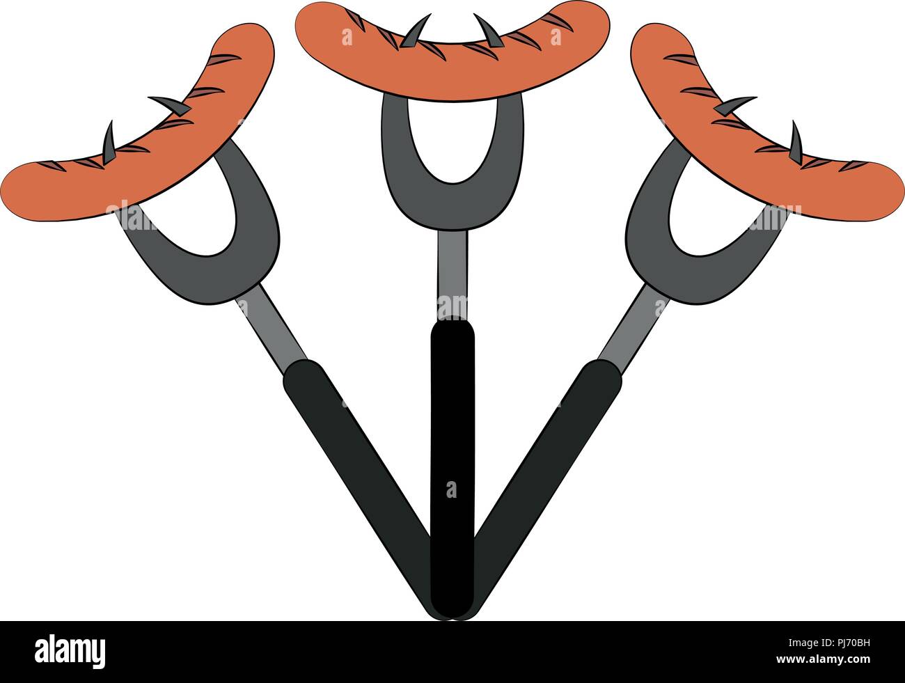 Salsicce sulle forche Illustrazione Vettoriale