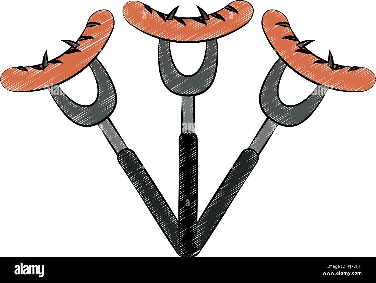 Salsicce su forche scribble Illustrazione Vettoriale