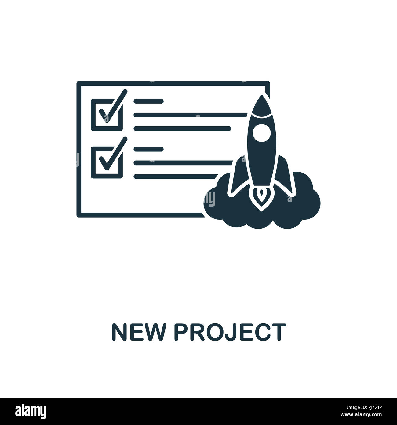 Nuova icona Progetto. Monocromatico design di stile dalla collezione di gestione. UI. Pixel perfetto pittogramma semplice nuova icona progetto. Web design, applicazioni software, Foto Stock