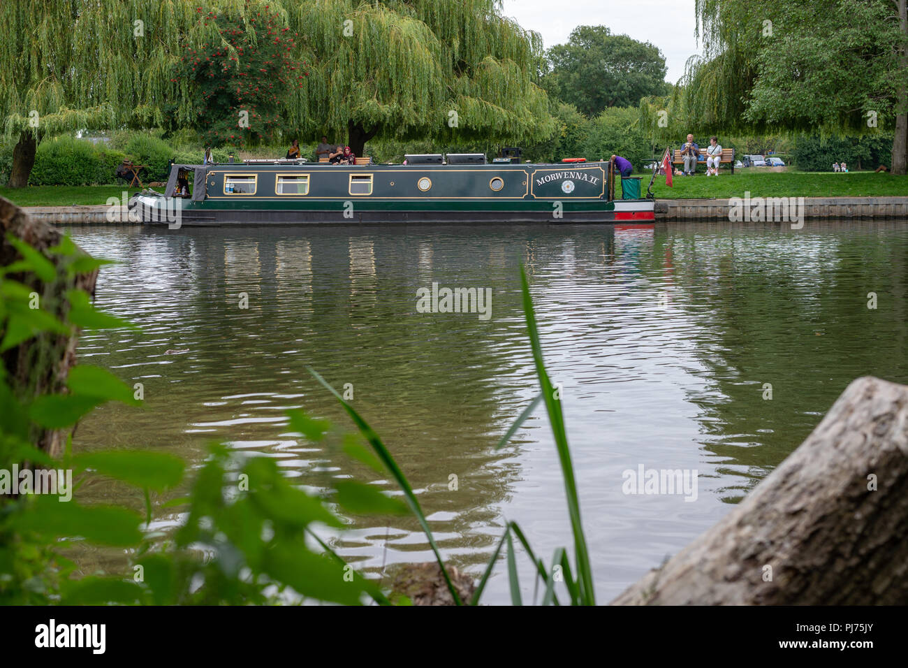 Canal barcone sul fiume Avon, Stratford Upon Avon, Warwickshire Foto Stock