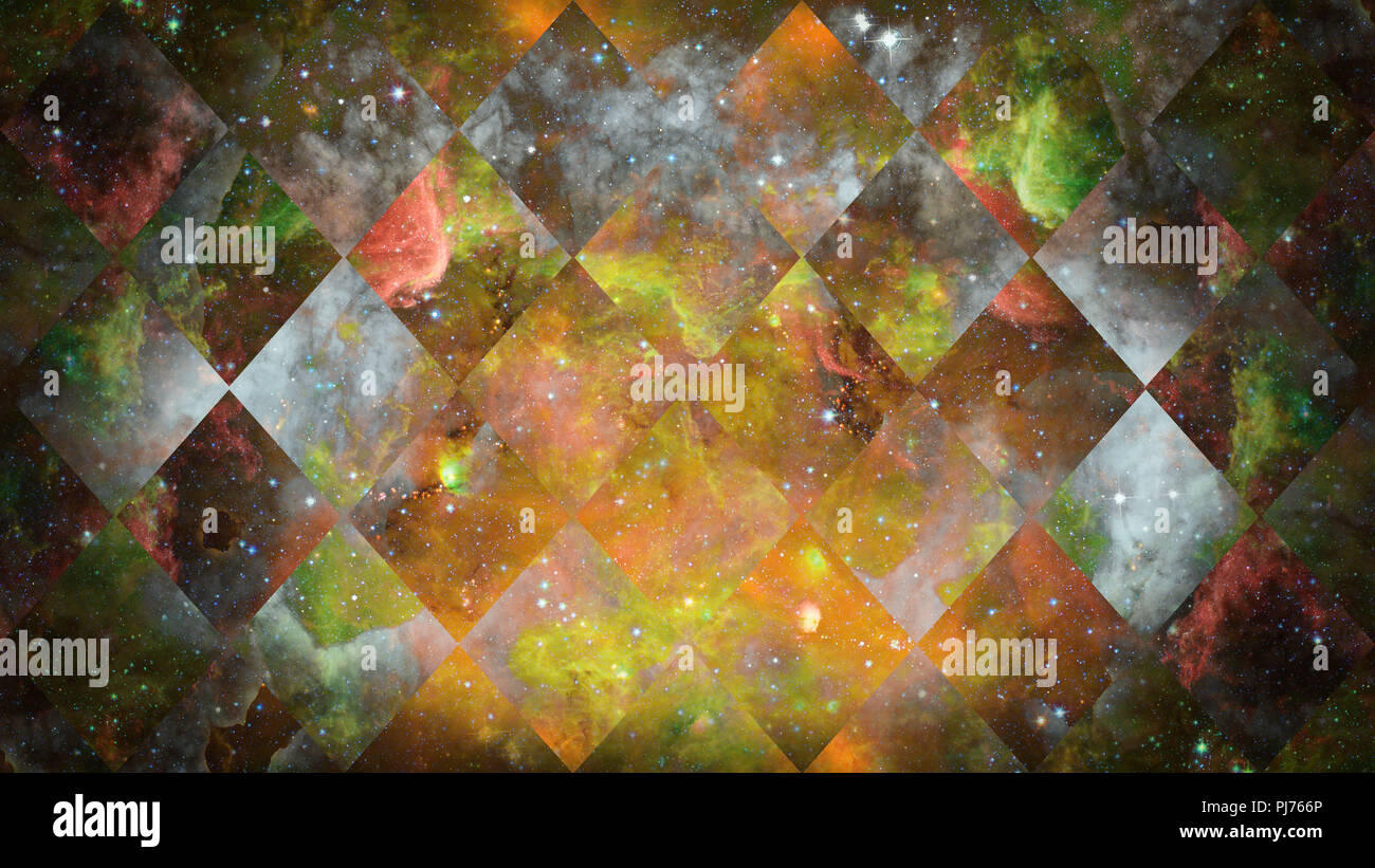 Universo, nebulosa galassia e la Geometria Sacra collage. Abstract lo spazio esterno. Gli elementi di questa immagine fornita dalla NASA. Foto Stock