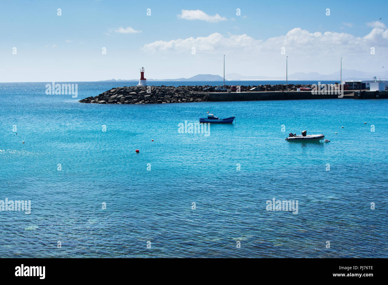 Playa Dorada Beach in Playa Blanca, nella parte meridionale di Lanzarote, Isole canarie, Spagna Foto Stock