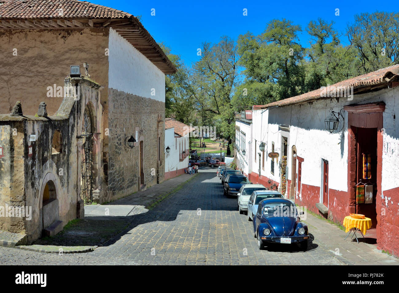 Vecchia strada rustico in Patzcuaro Michoacan,, Messico Foto Stock