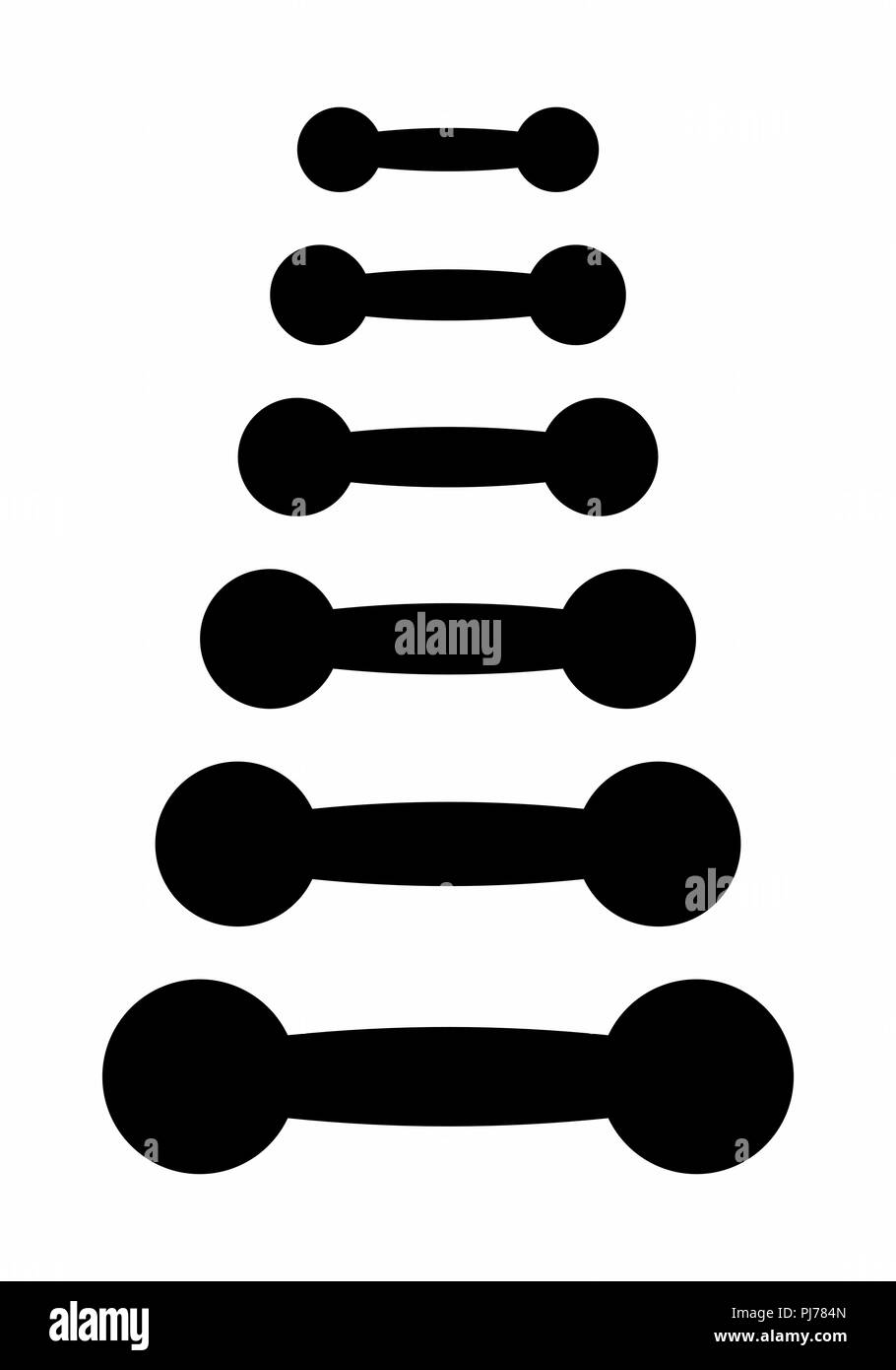 Un set di manubri sagome su sfondo bianco Illustrazione Vettoriale