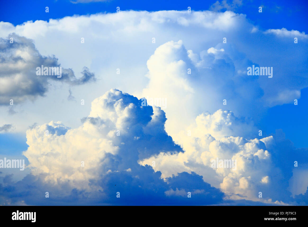 Bella nuvole bianche sul cielo blu sullo sfondo. Nuvole bianche sul cielo sconfinato. Il cielo blu con nuvole bianche. Paesaggio e cielo blu. Vista cielo. Celesti Foto Stock