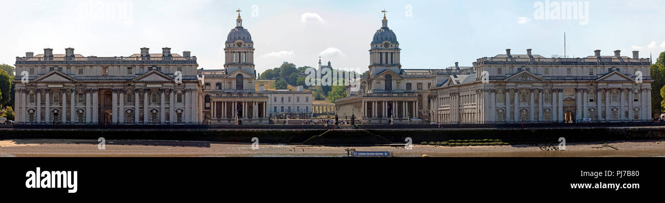 Vista panoramica della vecchia Royal Naval College di Greenwich Foto Stock