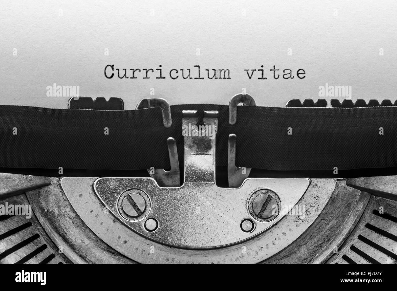 Curriculum vitae digitata su una macchina da scrivere vintage Foto Stock