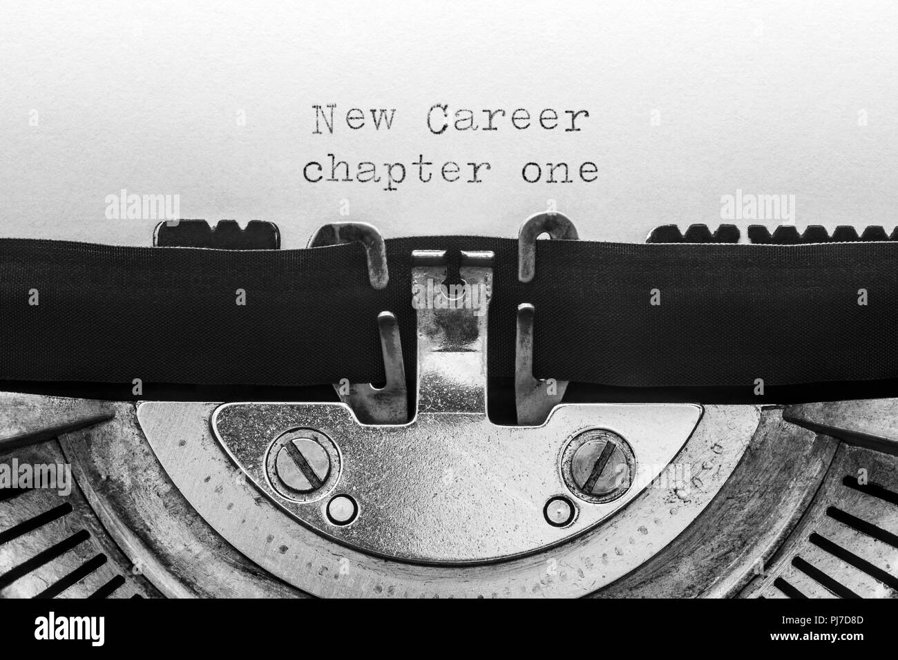 Nuova carriera capitolo uno scritto su una macchina da scrivere vintage Foto Stock