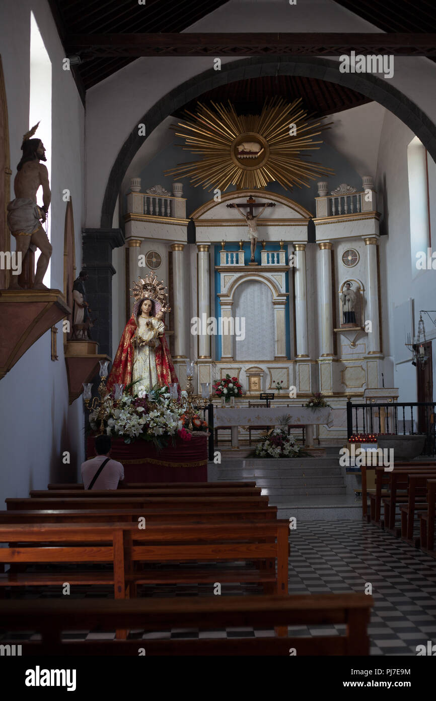 Nostra Signora del Rosario la chiesa nella piazza principale di Puerto del Rosario,Fuerteventura, Isole Canarie, Spagna Foto Stock
