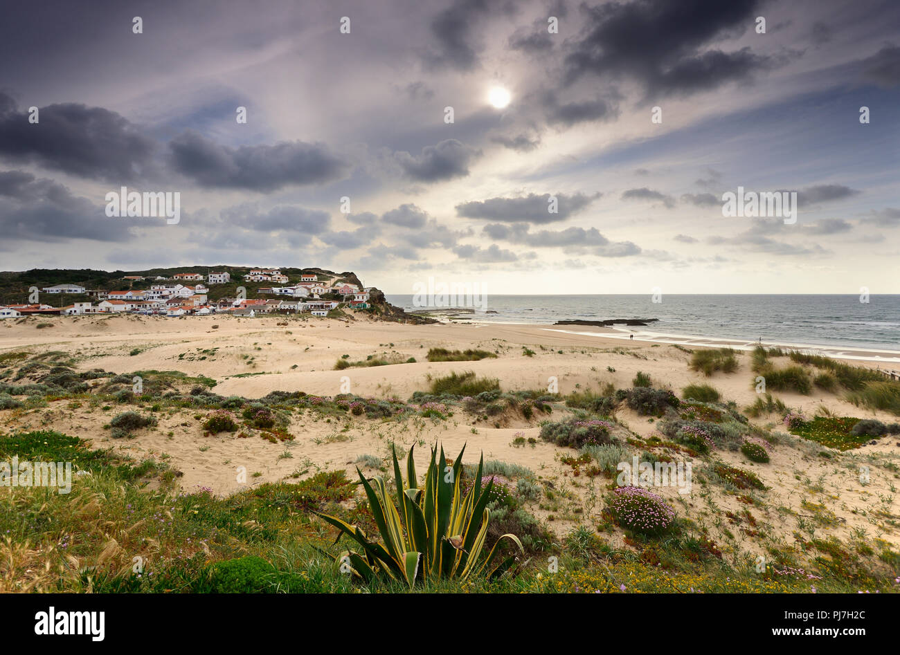 Monte Clérigo beach. Parque Natural do Sudoeste Alentejano e Costa Vicentina. Algarve Portogallo Foto Stock