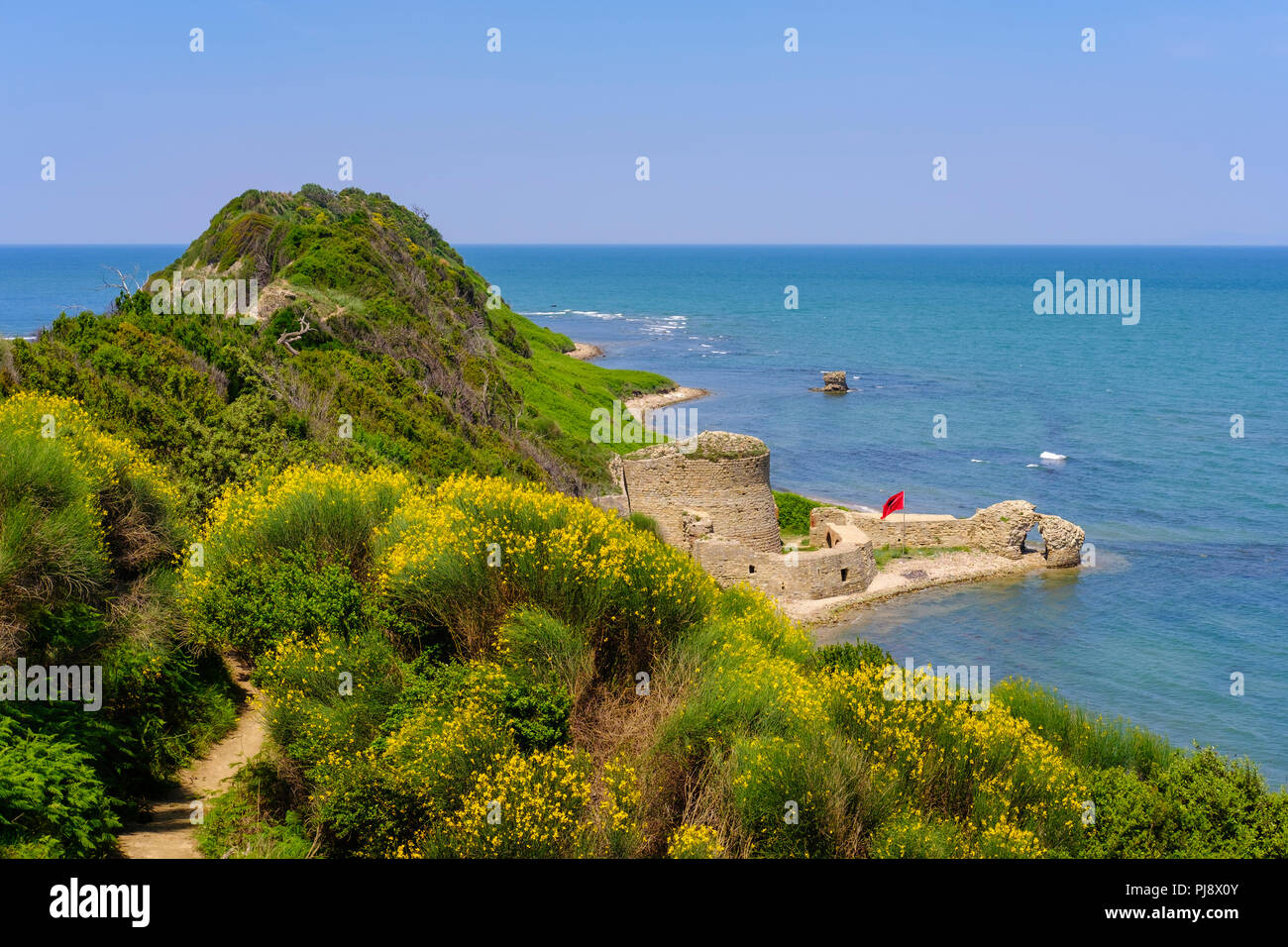 Fortezza di Skanderbeg, Capo Rodon, Kepi ho Rodonit, Adriatico, Ishëm, Durres, Durazzo, Albania Foto Stock