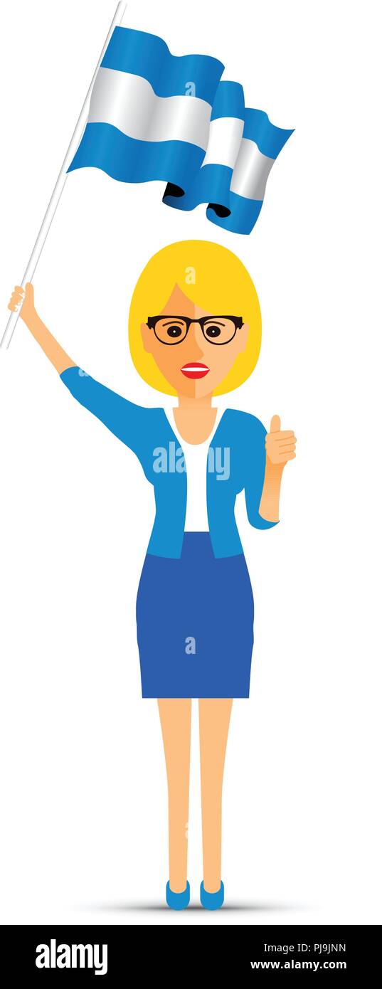 La donna sventola una bandiera argentina Illustrazione Vettoriale