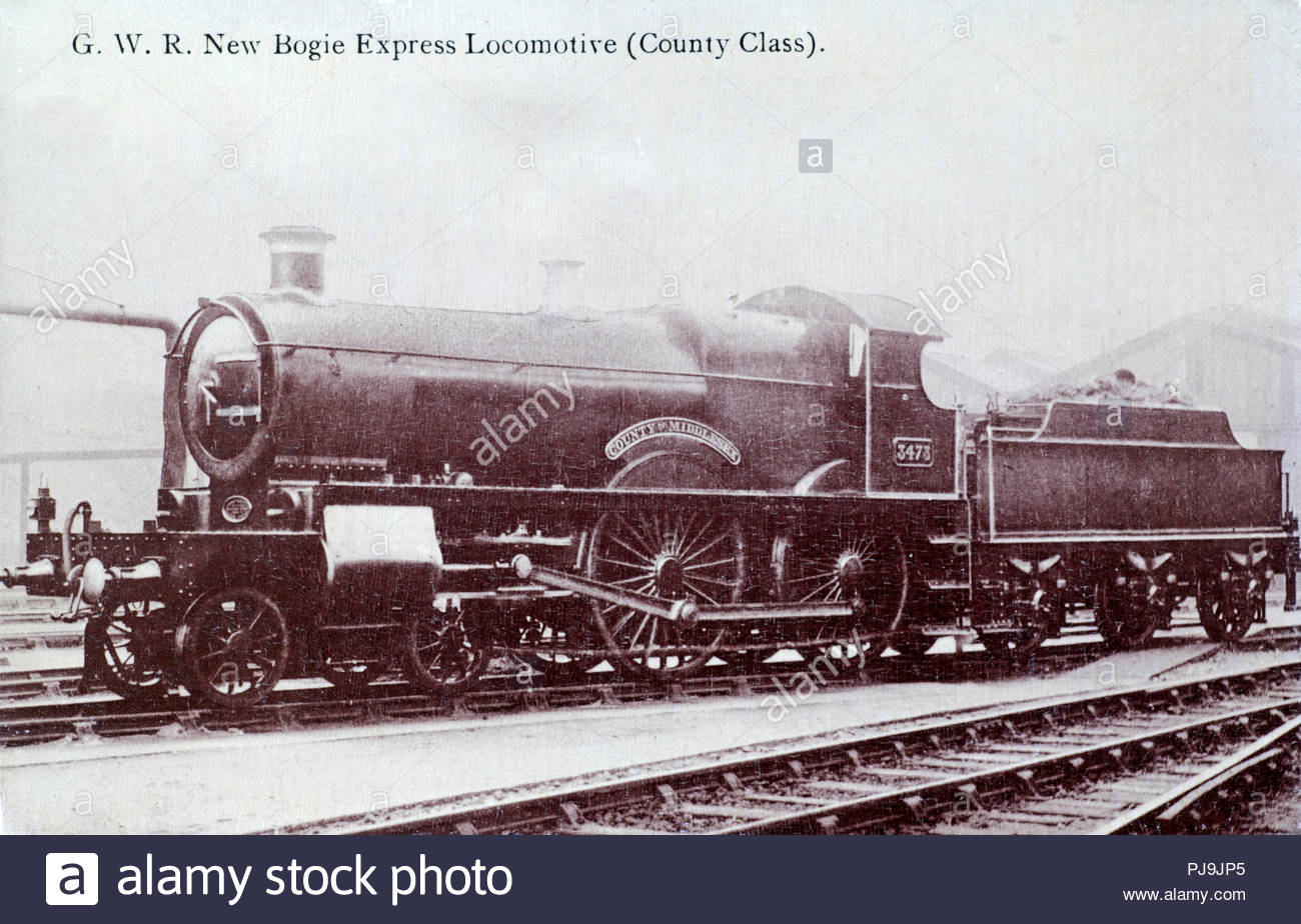 Nuovo carrello locomotiva Express, nella contea di classe, real vintage fotografia cartolina da c1900 Foto Stock