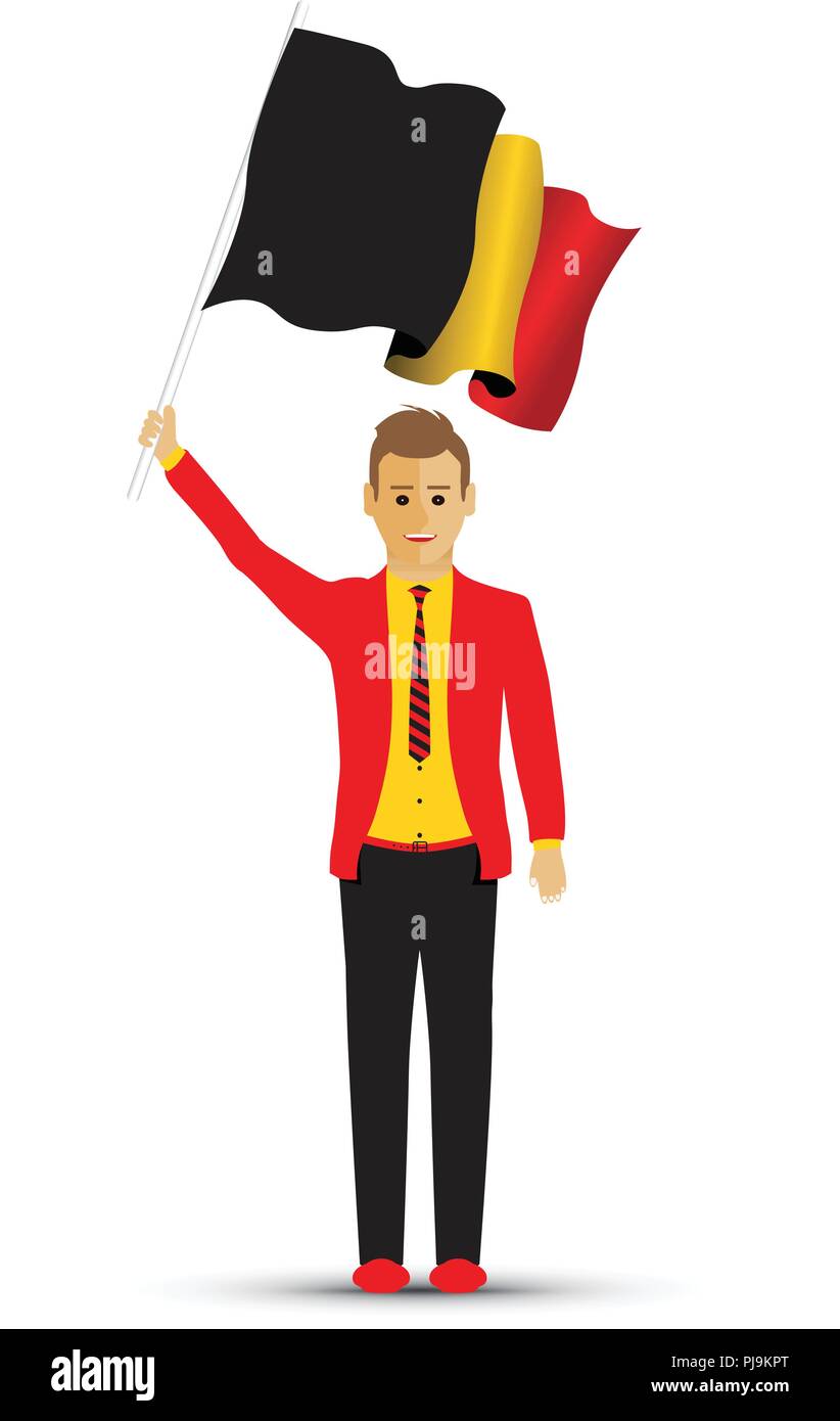 Belgio uomo sventola una bandiera Illustrazione Vettoriale