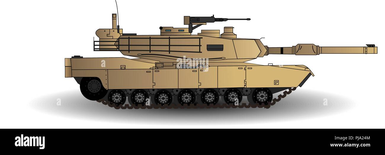 Abrams battaglia principale serbatoio illustrazione vettoriale. Questa è la principale battaglia serbatoio dell'esercito americano. Isolato su sfondo bianco. Illustrazione Vettoriale