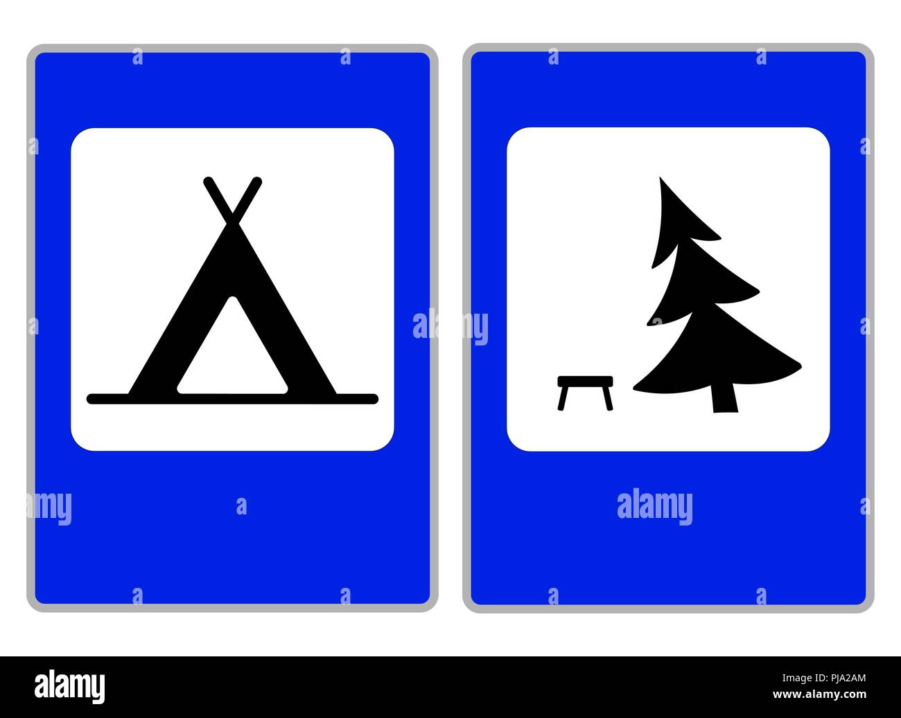 Cartelli in bianco; camping Illustrazione Vettoriale