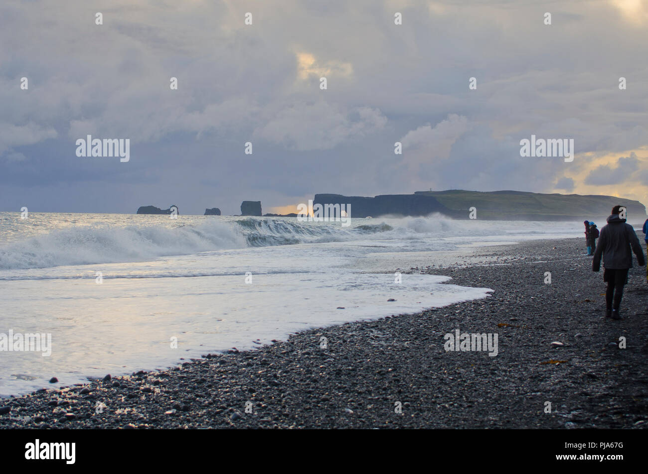 Spiaggia di Reynisfjara, Islanda Foto Stock