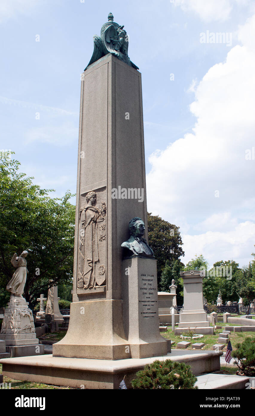 Il presidente John Tylers tomba nel cimitero di Hollywood Richmond Virginia Foto Stock