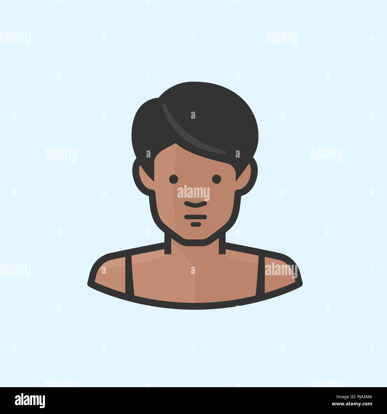 African American donna con serbatoio superiore e capelli corti Foto Stock