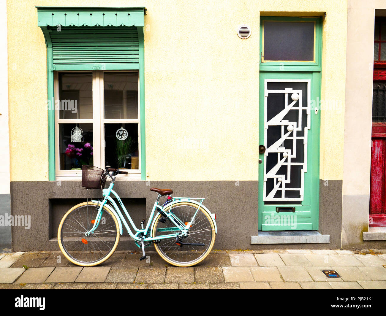 Jan Miraelstraat - Bruges, Belgio Foto Stock