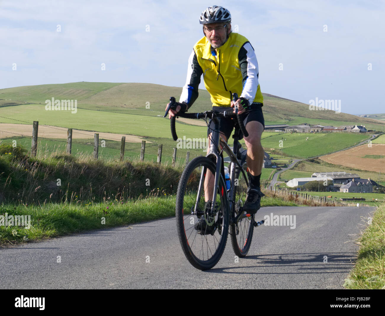 Escursioni in bicicletta sul Orkney continentale Foto Stock