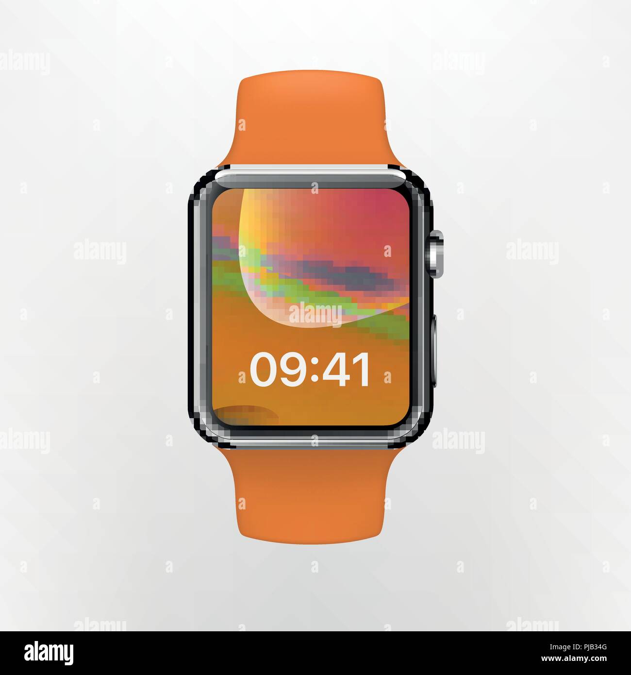 New York, Stati Uniti d'America - 22 agosto 2018: Stock illustrazione vettoriale realistico nuovo Apple guarda. Smart watch isolato su sfondo scuro. Mockup mock-up WWDC 2018 acciaio 42mm smartwatch EPS10 Illustrazione Vettoriale