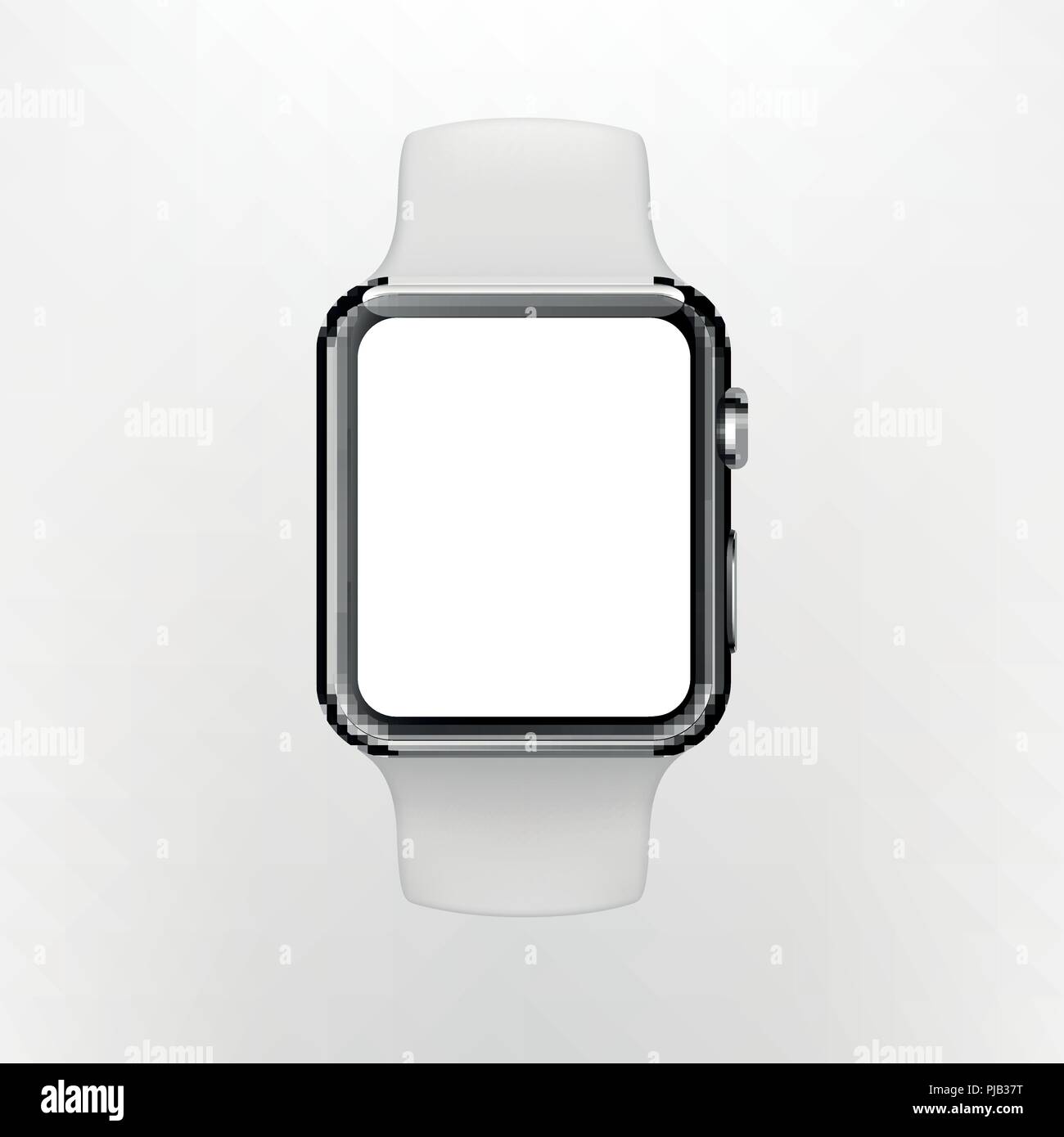 New York, Stati Uniti d'America - 22 agosto 2018: Stock illustrazione vettoriale realistico nuovo Apple guarda. Smart watch isolato su sfondo scuro. Mockup mock-up WWDC 2018 acciaio 42mm smartwatch. EPS10 Illustrazione Vettoriale