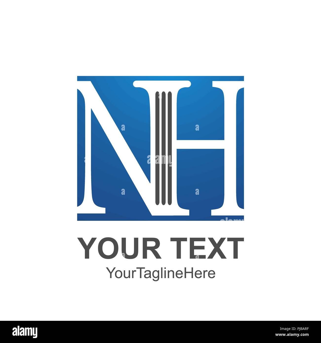 Lettera iniziale NH logo colorato modello quadrato blu design per il business e l'identità aziendale Illustrazione Vettoriale
