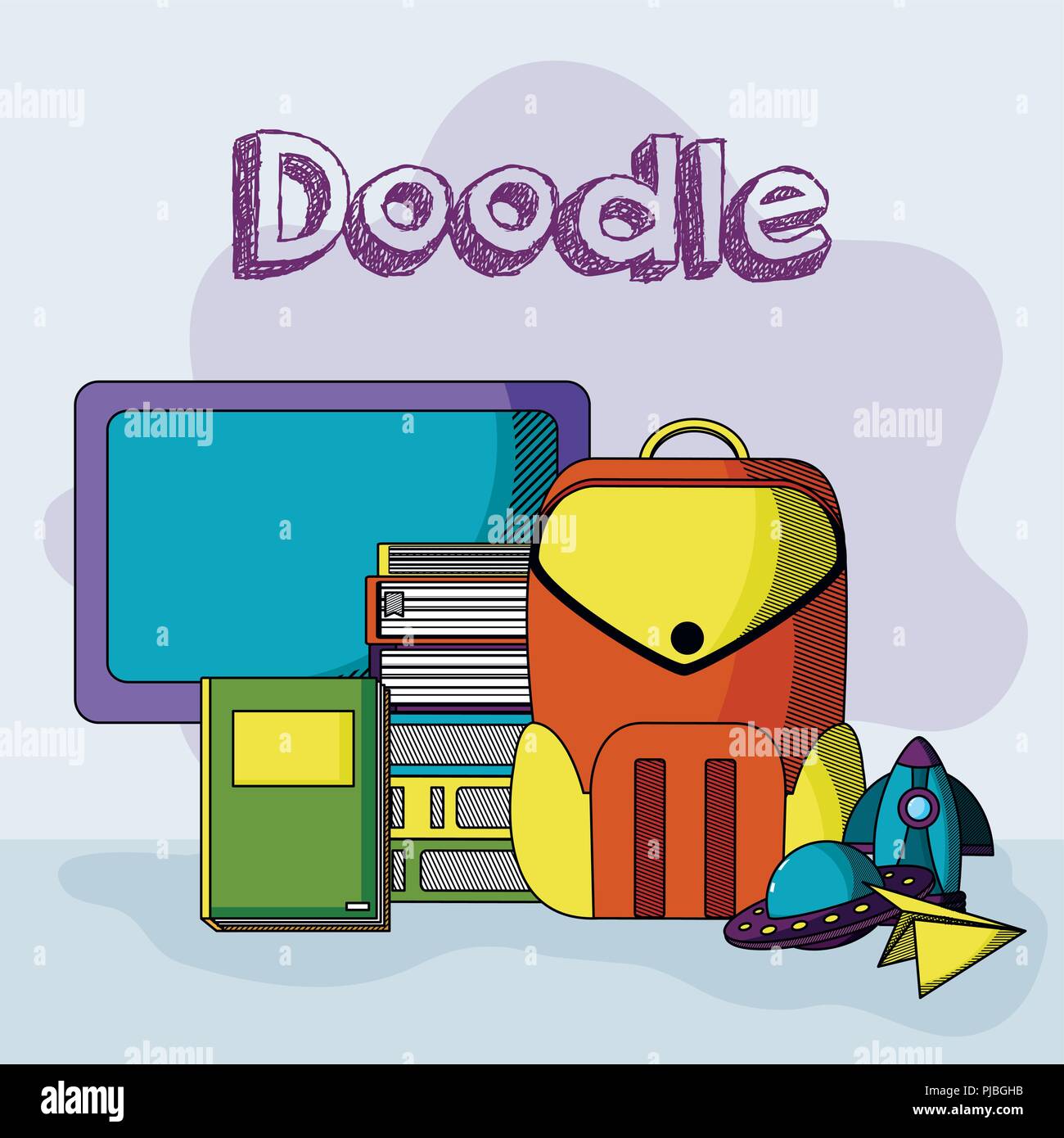 Scuola Doodle Cartoni Animati Illustrazione Vettoriale
